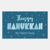 Sticker Rectangulaire Turquoise Happy Hanoukka Whimsical Fun Typographie (Devant)