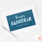 Sticker Rectangulaire Turquoise Happy Hanoukka Whimsical Fun Typographie (Enveloppe)