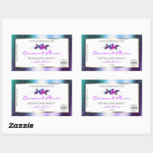 Sticker Rectangulaire Turquoise Parties scintillant violet blanc Étiquet (Feuille)