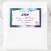 Sticker Rectangulaire Turquoise Parties scintillant violet blanc Étiquet (Sac)