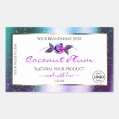 Sticker Rectangulaire Turquoise Parties scintillant violet blanc Étiquet (Devant)