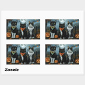 Sticker Rectangulaire Tuxedo Chat Halloween Éffrayant (Feuille)
