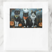 Sticker Rectangulaire Tuxedo Chat Halloween Éffrayant (Sac)