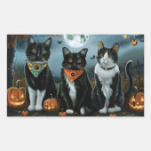 Sticker Rectangulaire Tuxedo Chat Halloween Éffrayant (Devant)
