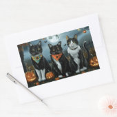 Sticker Rectangulaire Tuxedo Chat Halloween Éffrayant (Enveloppe)