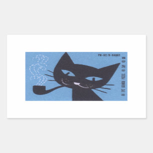 Sticker Rectangulaire Tuyau de tabagisme polonais de chat d'étiquette d