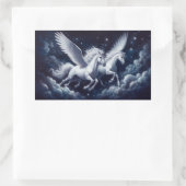Sticker Rectangulaire Twin Pegasus volant à travers le ciel nocturne (Sac)