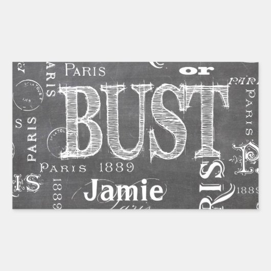 Sticker Rectangulaire Typographie Calligraphie Paris France Tour Eiffel (Devant)