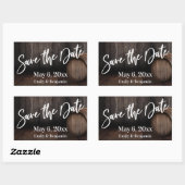 Sticker Rectangulaire Typographie Enregistrer la date Brown fût en bois (Feuille)
