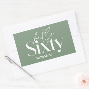Sticker Rectangulaire Typographie minimaliste moderne sauge vert 60e ann
