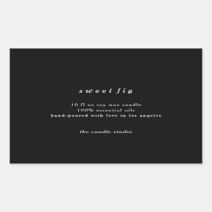 Sticker Rectangulaire Typographie moderne Black Packaging Candle Cosméti