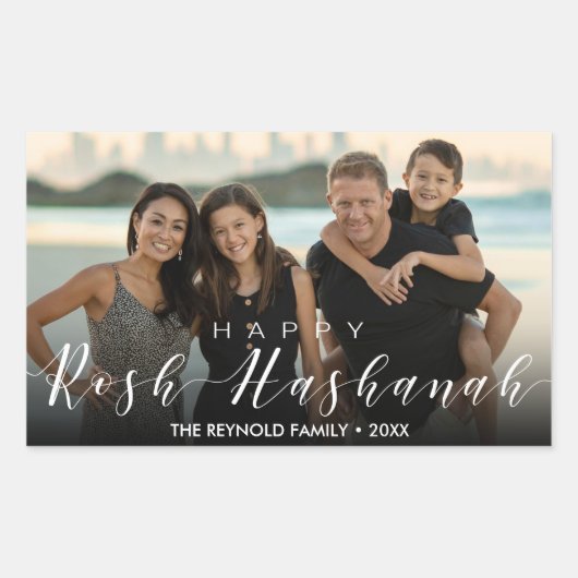 Sticker Rectangulaire Typographie moderne Rosh Hashanah Nouvel An (Devant)