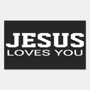 Sticker Rectangulaire Typographie Motivationnelle Jésus Vous Aime