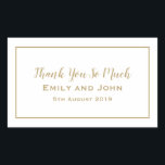 Sticker Rectangulaire Typographie Or simple et mariage cadre Faveur<br><div class="desc">Des autocollants pratiques pour vos faveurs de mariage pour correspondre à la collection Minimalist Gold mariage. Personnalisez facilement le texte et vous pouvez modifier les couleurs de l'arrière - plan et du texte si vous le souhaitez.</div>