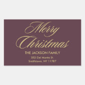 Sticker Rectangulaire Typographie Or unique Joyeux Noël (Devant)