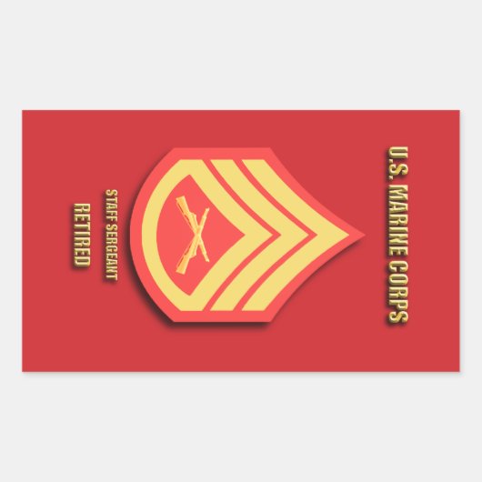 Sticker Rectangulaire U.S. Marine Corps Staff Sergeant (Devant)