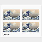 STICKER RECTANGULAIRE UKIYO-E ~HOKUSAI 葛飾北斎 「富嶽三十六景 神奈川沖浪裏」 (Feuille)