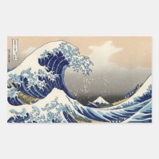 STICKER RECTANGULAIRE UKIYO-E ~HOKUSAI  葛飾北斎    「富嶽三十六景 神奈川沖浪裏」