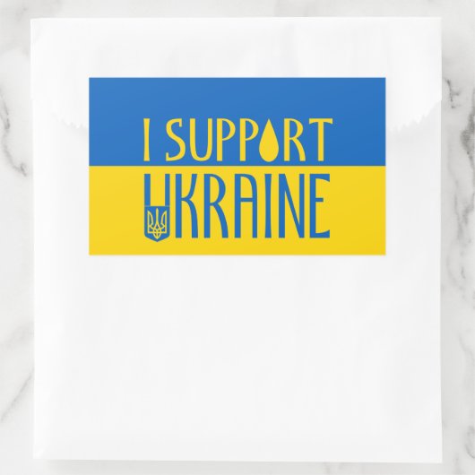 Sticker Rectangulaire Ukraine drapeau bleu jaune soutien emblème goutte  (Sac)
