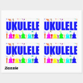 Sticker Rectangulaire Ukuleles arc-en-ciel (Feuille)