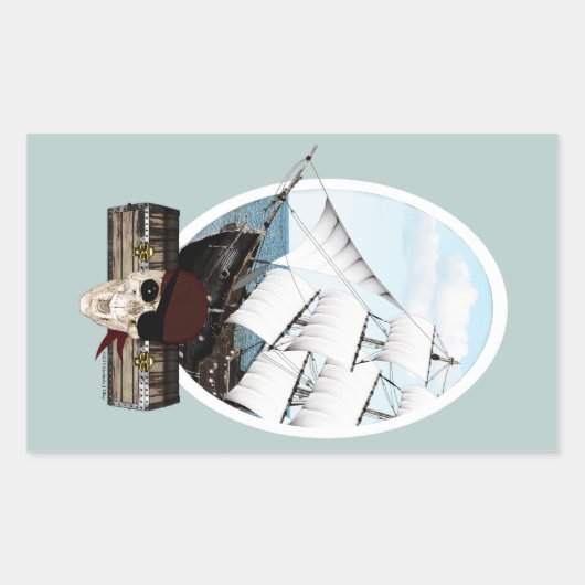 Sticker Rectangulaire Un bateau pirate (Devant)