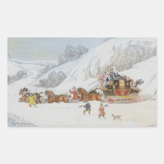 Sticker Rectangulaire Un courrier dans la neige profonde (Devant)