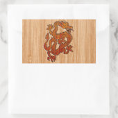 Sticker Rectangulaire Un dragon rouge sur Bambou comme (Sac)