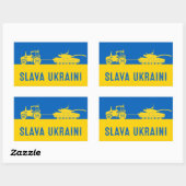Sticker Rectangulaire Un fermier ukrainien vole des chars d'assaut russe (Feuille)
