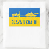 Sticker Rectangulaire Un fermier ukrainien vole des chars d'assaut russe (Sac)