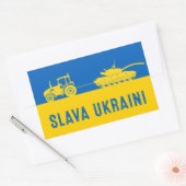 Sticker Rectangulaire Un fermier ukrainien vole des chars d'assaut russe (Enveloppe)