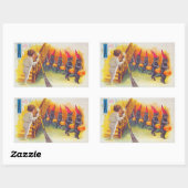 Sticker Rectangulaire Un Jolly Halloween Chats noirs avec des Citrouille (Feuille)