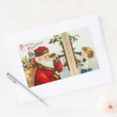 Sticker Rectangulaire Un joyeux Père Noël par Ellen Clapsaddle (Enveloppe)