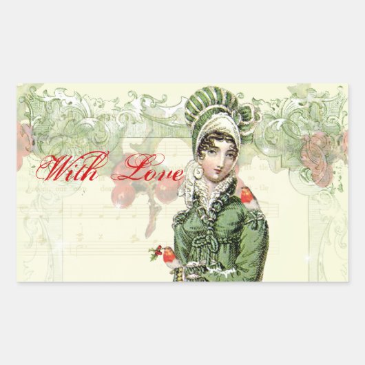 Sticker Rectangulaire Un Noel joyeux avec amour (Devant)