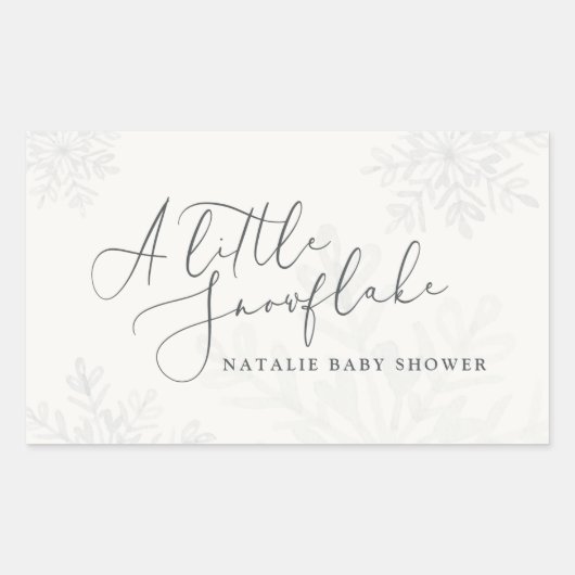 Sticker Rectangulaire Un petit baby shower de flocon de neige (Devant)