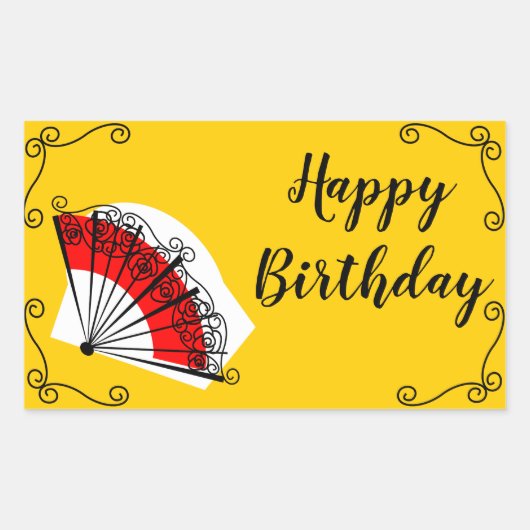 Sticker Rectangulaire Un rectangle d'anniversaire heureux pour les coins (Devant)