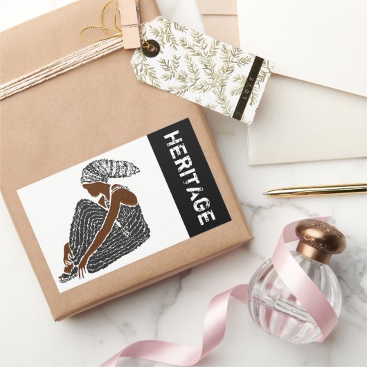 Sticker Rectangulaire Une femme noire enveloppée d'une tête Patrimoine a (Cadeaux)