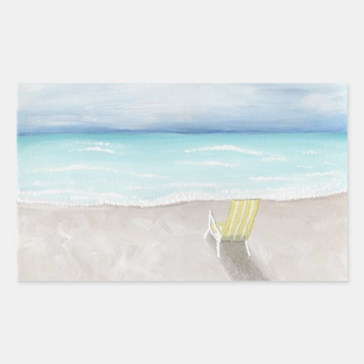 Sticker Rectangulaire Une journée à la plage (Devant)