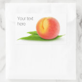 Sticker Rectangulaire Une pêche sur une feuille (Sac)