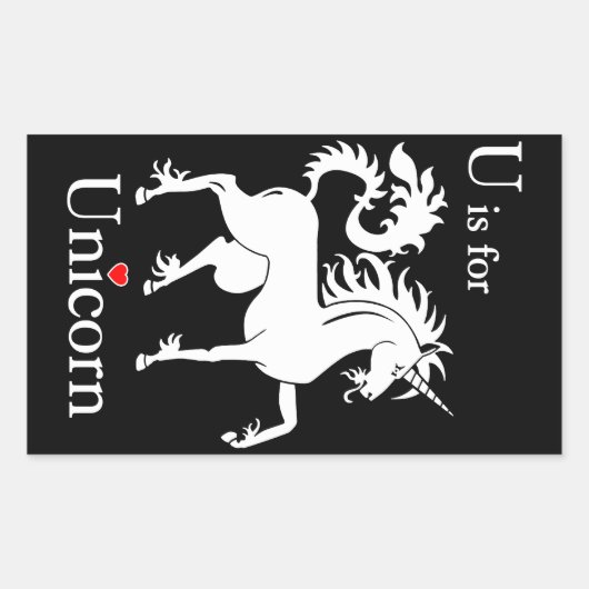 Sticker Rectangulaire Unicorn, U est pour la carte flash Unicorn (Devant)