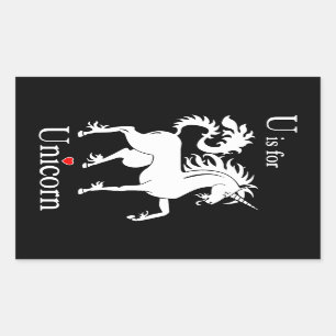 Sticker Rectangulaire Unicorn, U est pour la carte flash Unicorn