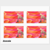 Sticker Rectangulaire Unicorne dans le désert peint (Feuille)