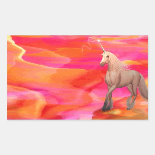 Sticker Rectangulaire Unicorne dans le désert peint (Devant)