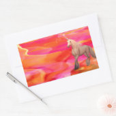 Sticker Rectangulaire Unicorne dans le désert peint (Enveloppe)