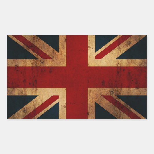 Sticker Rectangulaire Union Jack (look vintage en détresse) (Devant)