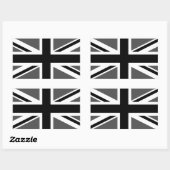 Sticker Rectangulaire Union Jack noir et gris (Feuille)