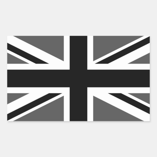 Sticker Rectangulaire Union Jack noire et grise (Devant)