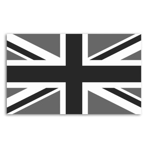 Sticker Rectangulaire Union Jack noire et grise