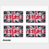 Sticker Rectangulaire Union Jack Reste Calme Et Continue (Feuille)