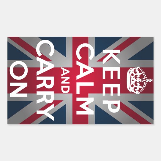 Sticker Rectangulaire Union Jack Reste Calme Et Continue (Devant)