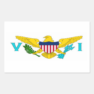 Sticker Rectangulaire US/U.S. Îles Vierges. États-Unis, États-Unis, État